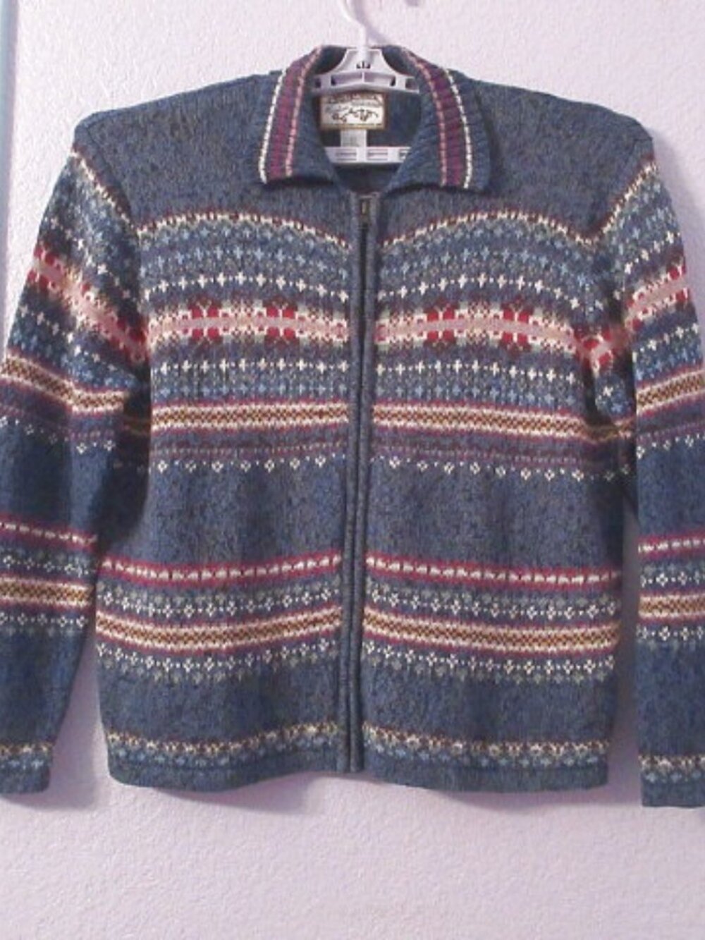 Vtg Heirloom Collectibles Fair Isle Cardigan Size L Oversized Zip Sweater Nordic